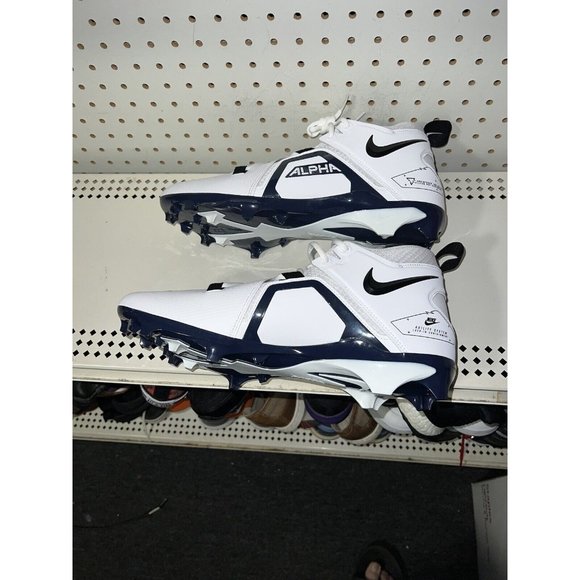 Nike Alpha Menace Pro 3 Mens Football Cleats Size 12 White Navy Blue Black main image 2